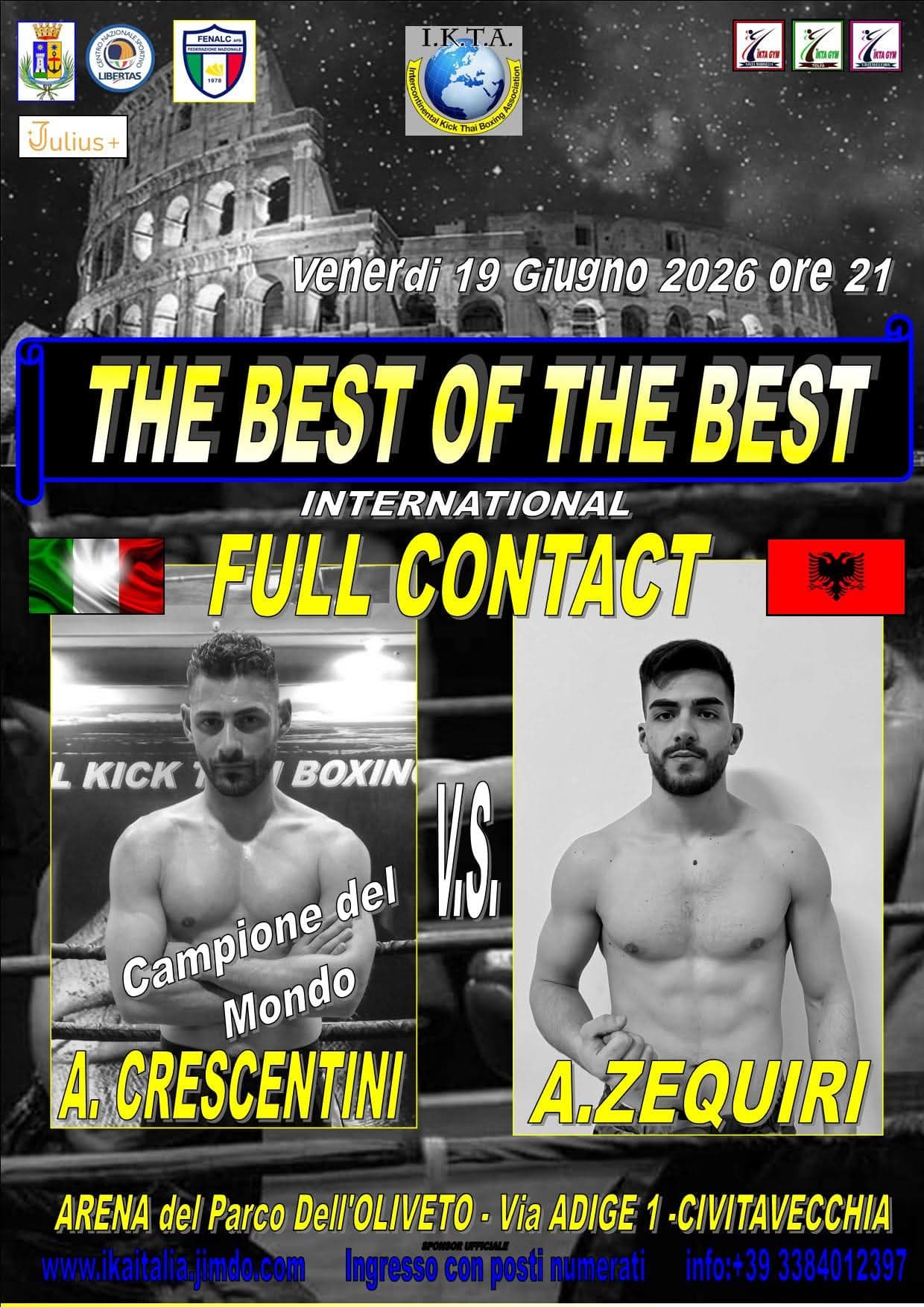19 giugno 2026, Full Contact International: Crescentini vs Zequiri